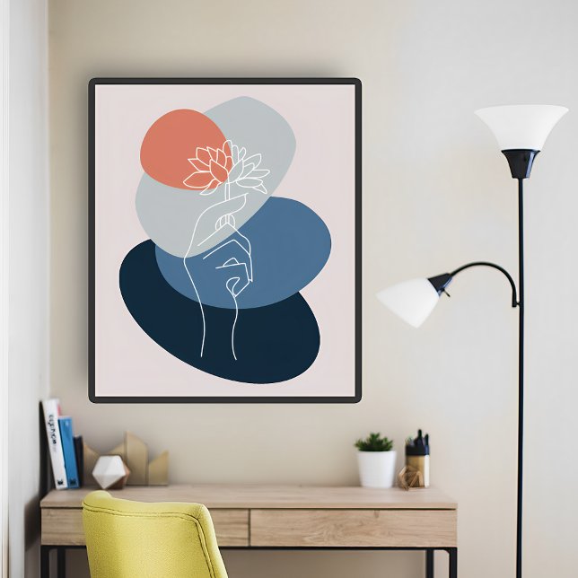 Modern Abstrakt minimalist Holding Flower Boho Art Poster (Skapare uppladdad)