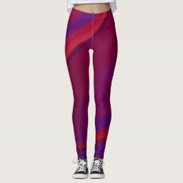 Modern Abstrakt - minimalistisk Red Lila Swirl Leggings