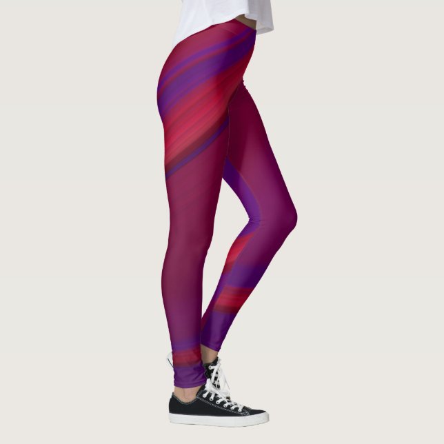 Modern Abstrakt - minimalistisk Red Lila Swirl Leggings (Höger)
