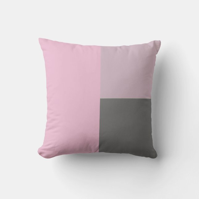 Modern Abstrakt Minimalistisk Rosa Grått Färg-bloc Kudde (Framsida)