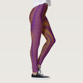 Modern Abstrakt Moiré Effect Lila Guld Roligt Cool Leggings
