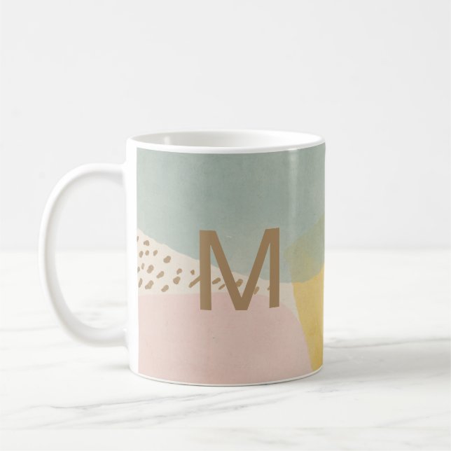 Modern Abstrakt, monogram färgstarkt Kaffemugg (Vänster)