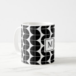 Modern Abstrakt, Monogram, svart och vitt i mitten Kaffemugg