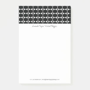 Modern Abstrakt Monokrom Svart och Vitt Diamant Post-it Block