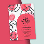 Modern Abstrakt Mönster 21:a födelsedagen Party Inbjudningar<br><div class="desc">Ange tonen för en fantastisk 21-årsdag i party firande med den här designern som en inbjudan till fet koral, svart och vitt. Abstrakt i vattenfärger och skissat linjer flödar över en kontrasterande vit bakgrund i en snyggt explosion av färg. En perfekt korallarbåge ram omger din text i contemporary stil. All...</div>