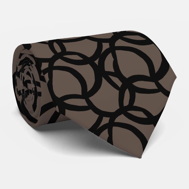 Modern Abstrakt Mönster Black och Brown Slips (Rullad)