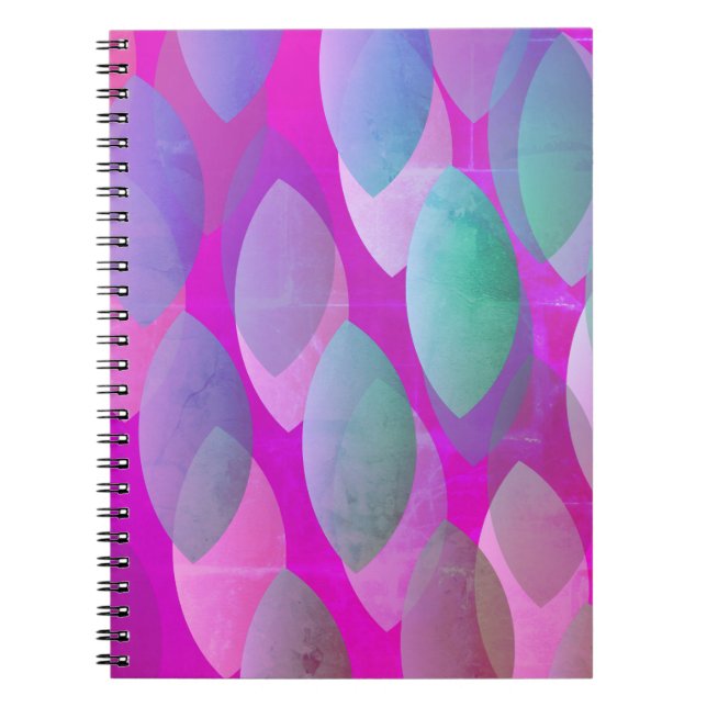 Modern Abstrakt Mönster | Magenta Lila Rosa Teal Anteckningsbok (Framsidan)