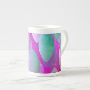 Modern Abstrakt Mönster Magenta Lila Rosa Teal Benporslin Mugg