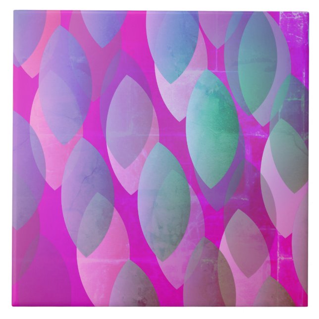 Modern Abstrakt Mönster | Magenta Lila Rosa Teal Kakelplatta (Framsidan)