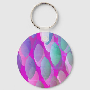 Modern Abstrakt Mönster Magenta Lila Rosa Teal Nyckelring