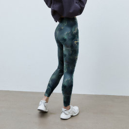 Modern Abstrakt Mörk grönt Tie Dye Mönster Leggings