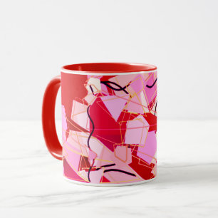 Modern Abstrakt, Mörk, rött och Rosa i mitten av å Mugg