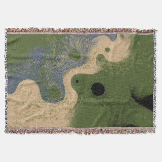 Modern Abstrakt Mossig Topografi Filt (Framsidan)