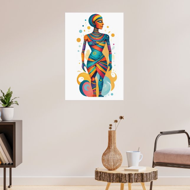 Modern Abstrakt Mummy-teckning med Ljusa färger Poster (Vardagsrum 3)