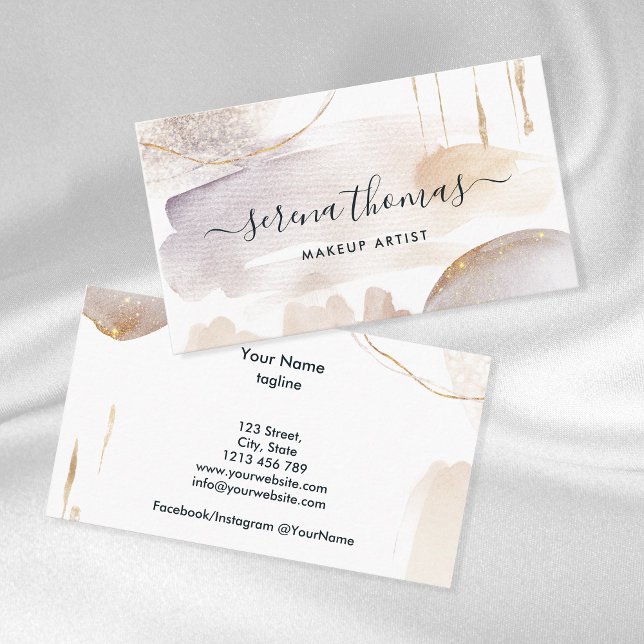 Modern Abstrakt Namnteckning  Guld vattenfärg Visitkort (Skapare uppladdad)