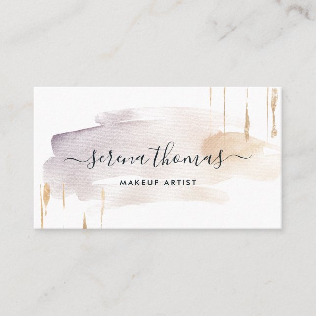 Modern Abstrakt Namnteckning vattenfärgen  Guld Visitkort (Framsida)