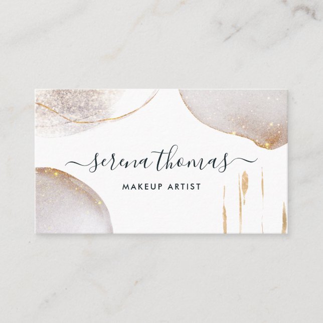 Modern Abstrakt Namnteckning vattenfärgen  Guld Visitkort (Framsida)