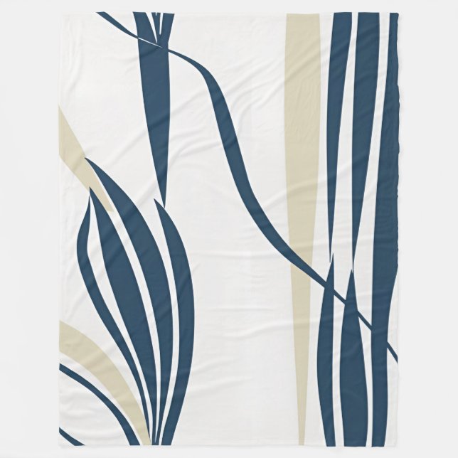 Modern Abstrakt Navy & Beige Mysigt Fleece Blanket (Framsidan)