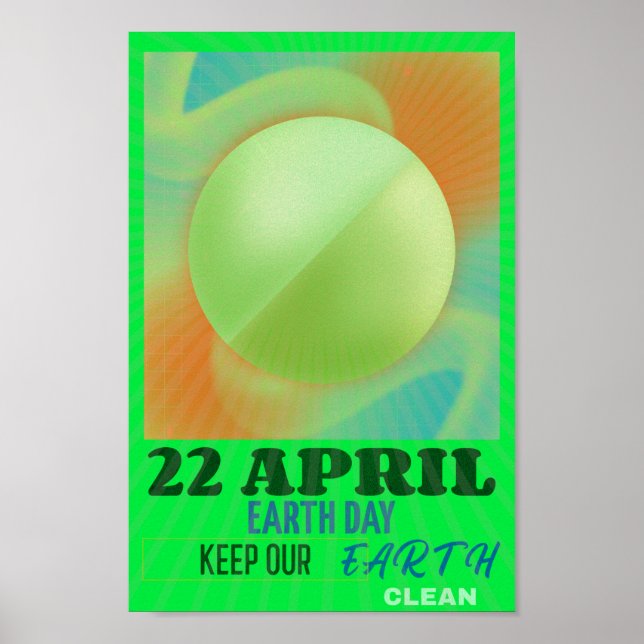 Modern Abstrakt Neon Art for Earth Day Poster (Framsidan)