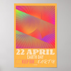 Modern Abstrakt Neon Art for Earth Day Poster