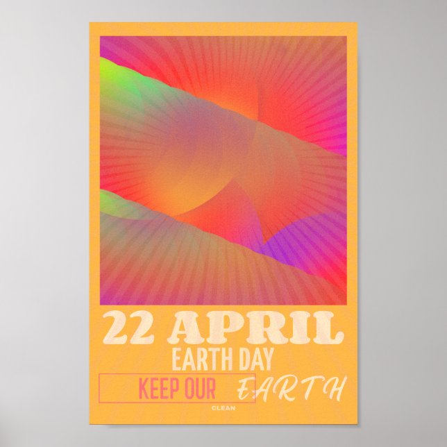 Modern Abstrakt Neon Art for Earth Day Poster (Framsidan)