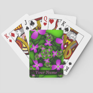 Modern Abstrakt Neon Rosa Grön Konst Blommor Namn Casinokort