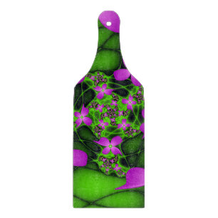 Modern Abstrakt Neon Rosa Grönt Fractal Flowers