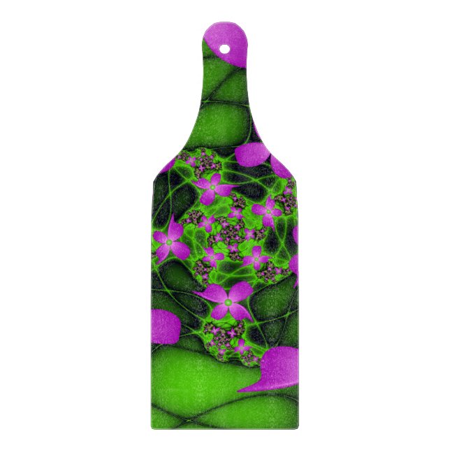 Modern Abstrakt Neon Rosa Grönt Fractal Flowers (Framsidan)