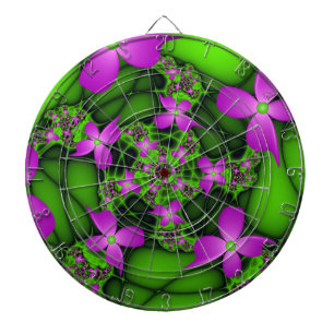 Modern Abstrakt Neon Rosa Grönt Fractal Flowers Piltavla