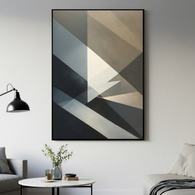 Modern Abstrakt Neutral Grå Beige Canvastryck (Skapare uppladdad)