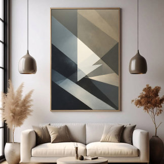 Modern Abstrakt Neutral Grå Beige Poster