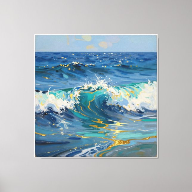 Modern Abstrakt Ocean och Teal Kustduk - Ar Canvastryck (Framsida)