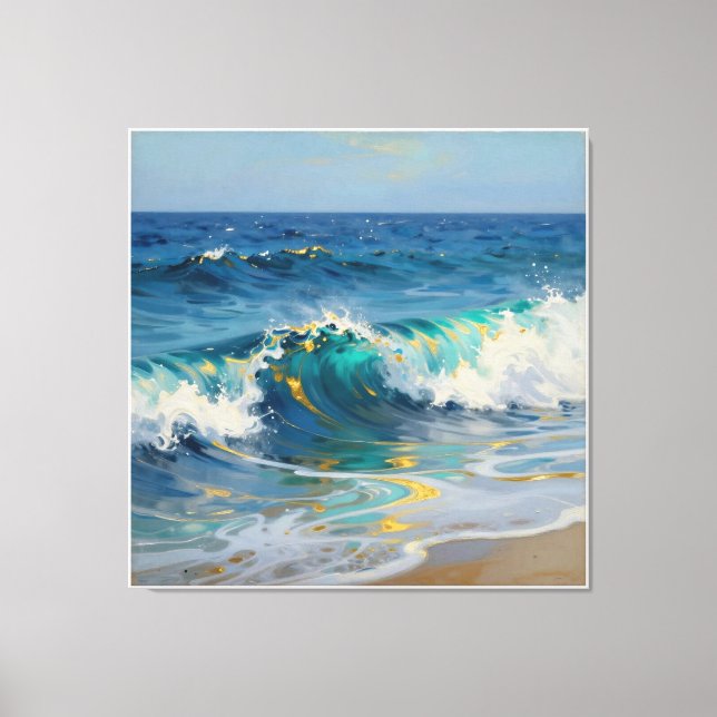 Modern Abstrakt Ocean -Turkos Kustduk-ArtVIII Canvastryck (Framsida)