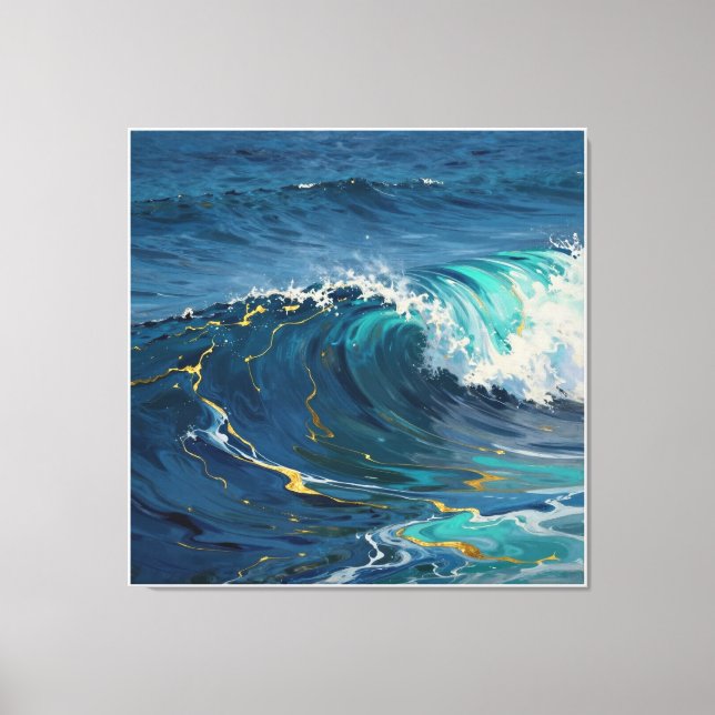 Modern Abstrakt Ocean -Turkos Kustduk - Konst I Canvastryck (Framsida)