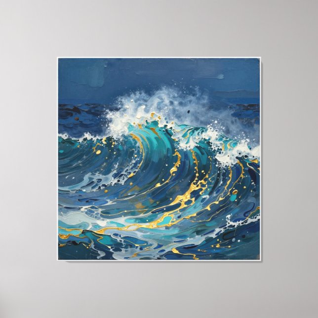 Modern Abstrakt Ocean -Turkos Kustduk-Konst II Canvastryck (Framsida)