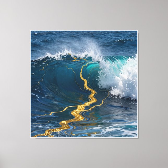 Modern Abstrakt Ocean -Turkos Kustduk-Konst VII Canvastryck (Framsida)