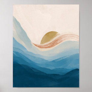 Modern Abstrakt Oceanen och Soluppgången, Lugn Fär Poster