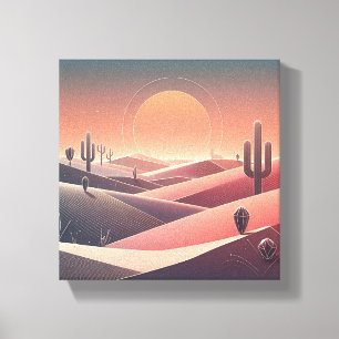 Modern abstrakt ökenlandskap - Geometrisk solnedgå Canvastryck