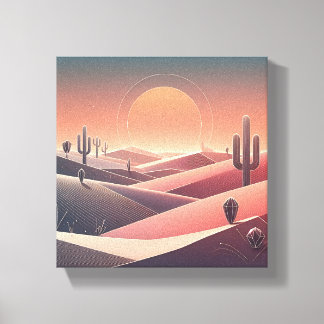Modern abstrakt ökenlandskap - Geometrisk solnedgå Canvastryck