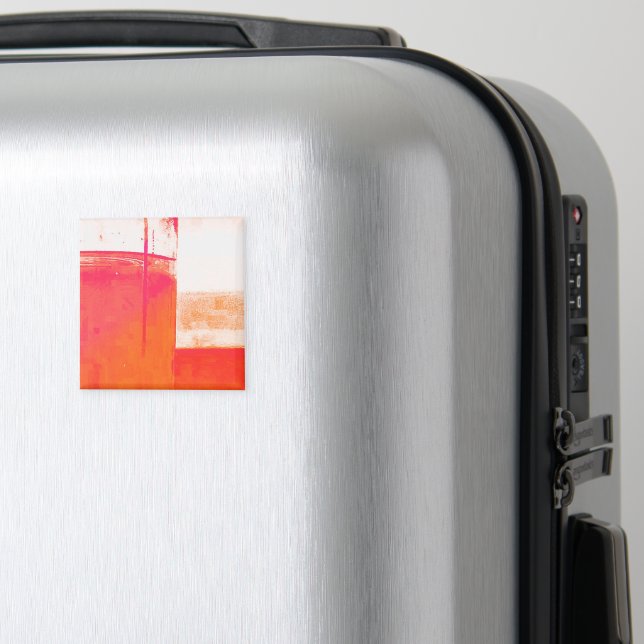 Modern Abstrakt Orange Geometrisk Grafisk Mönster Magnet (In Situ (Luggage))
