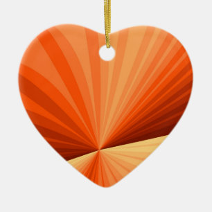 Modern Abstrakt Orange Red Vanilla Fractal Heart Julgransprydnad Keramik