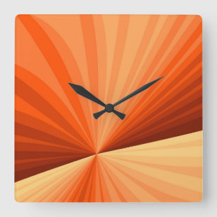 Modern Abstrakt Orange Red Vanilla Graphic Fractal Fyrkantig Klocka