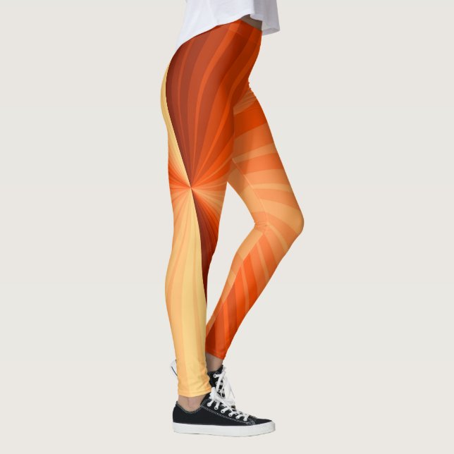 Modern Abstrakt Orange Red Vanilla Graphic Fractal Leggings (Höger)