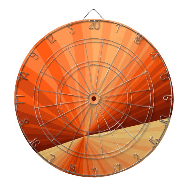 Modern Abstrakt Orange Röd Vanilj Grafisk Fraktal Darttavla (Framsidan)