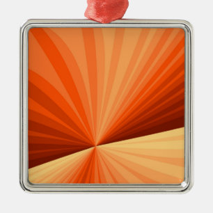 Modern Abstrakt Orange Röd Vanilj Grafisk Fraktal Julgransprydnad Metall