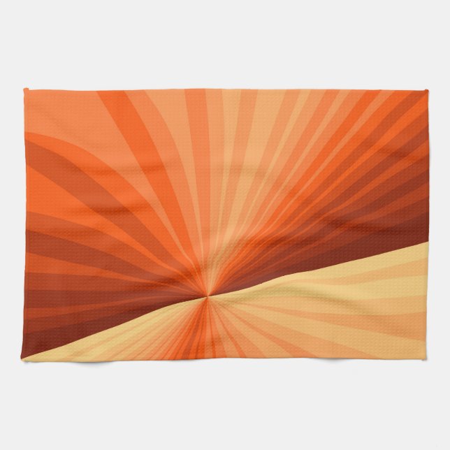 Modern Abstrakt Orange Röd Vanilj Grafisk Fraktal Kökshandduk (Horisontell)