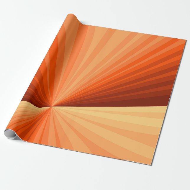 Modern Abstrakt Orange Röd Vanilj Grafisk Fraktal Presentpapper (Utrullad)