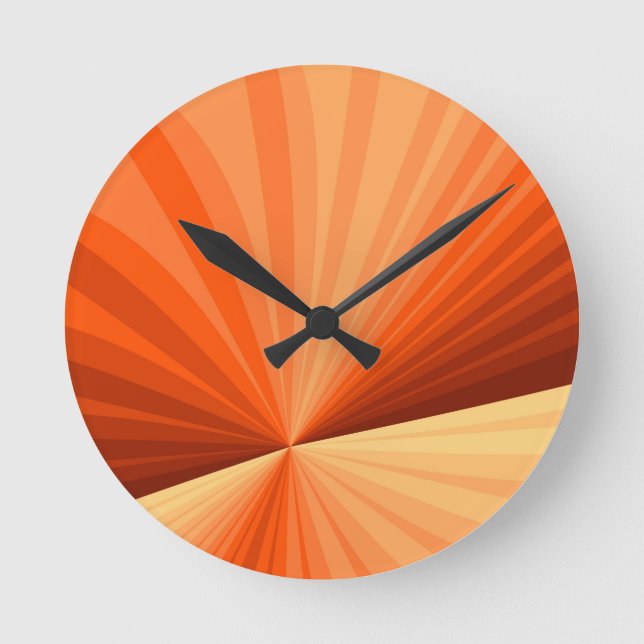 Modern Abstrakt Orange Röd Vanilj Grafisk Fraktal Rund Klocka (Framsida)