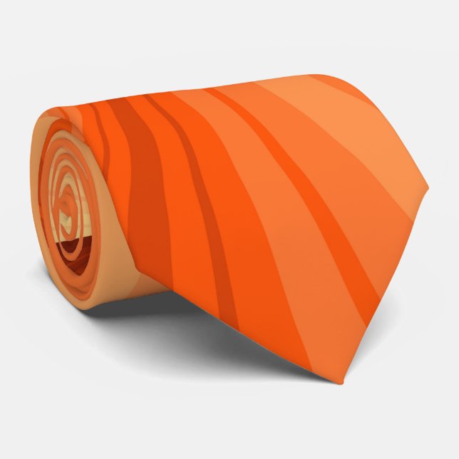 Modern Abstrakt Orange Röd Vanilj Grafisk Fraktal Slips (Rullad)