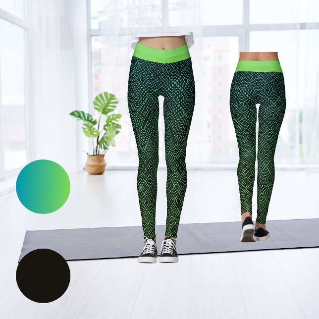 Modern Abstrakt-övertoningsvattenlösning till Grön Leggings (Skapare uppladdad)